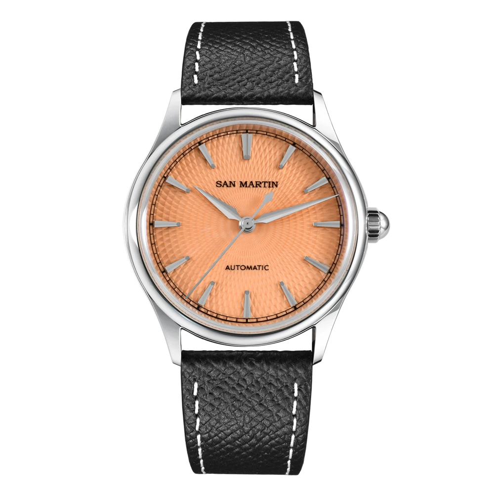 San Martin 37 mm Herren-Kleideruhr, 3D-strukturiertes Zifferblatt, ST1812, lässige Mode, automatisch, mechanisch, Saphirglas, klarer Gehäuseboden, SN0110 3