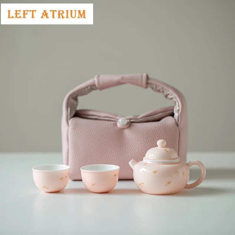 

Посыпанный золотисто-розовый дорожный чайный сервиз, набор бутиков, 1 горшок, 2 чашки, органайзер для чайника, портативная сумка для кемпинга, коллекция посуды для напитков