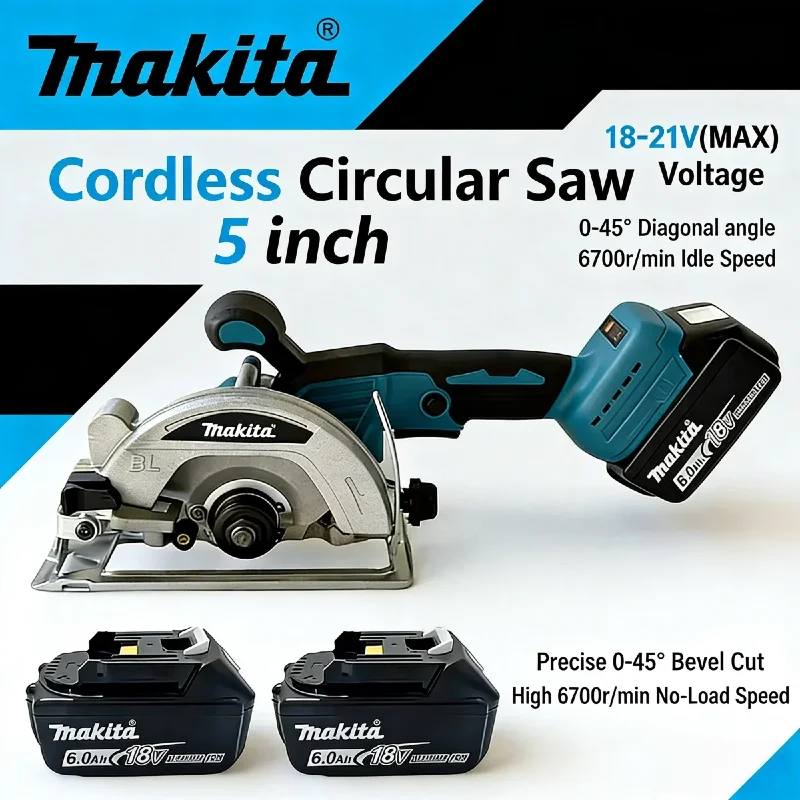 

Makita 5in Brushless Motor Cordless Electric Circular Saw Rechargeable Handheld Wood Stone Adjustable Circular Cutter Saw 18V