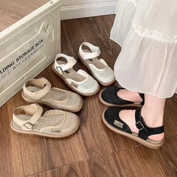 Mesh Shoes Breathable Mary Jane Sandals Linen Mesh Women's Shoes in Summer Wear Cotton and Linen Overhead Sandals Size 35-42
