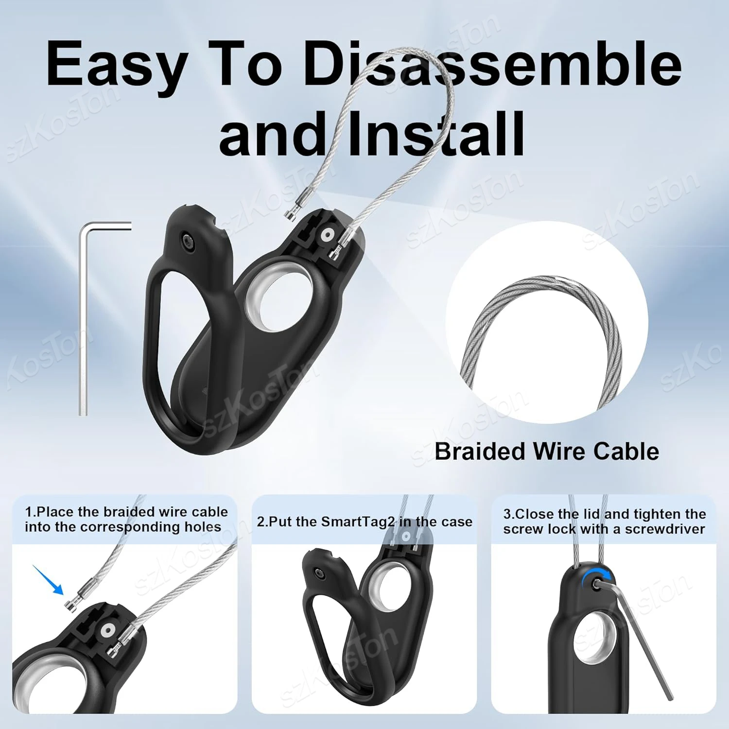 Чехол с безопасным замком для Samsung Galaxy SmartTag2 с прочным проводом, чехол-держатель GPS-трекера для ключей Smart Tag2, кошелька, багажа