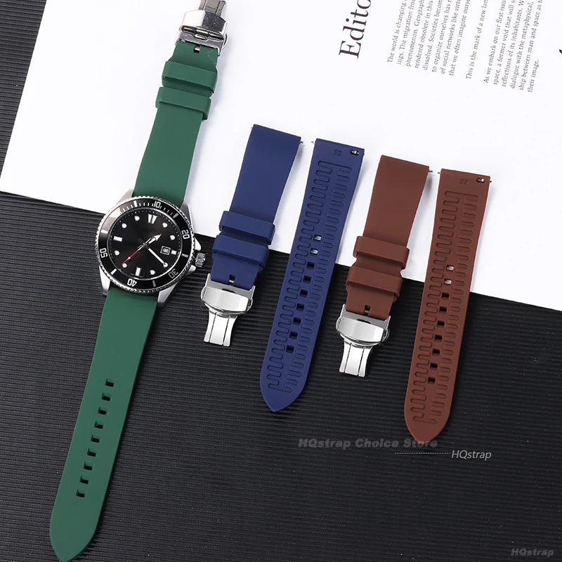 Универсальный резиновый ремешок для часов Rolex с застежкой-бабочкой 18 мм 19 мм 20 мм 22 мм 24 спортивный водонепроницаемый силиконовый ремешок для браслета Seiko