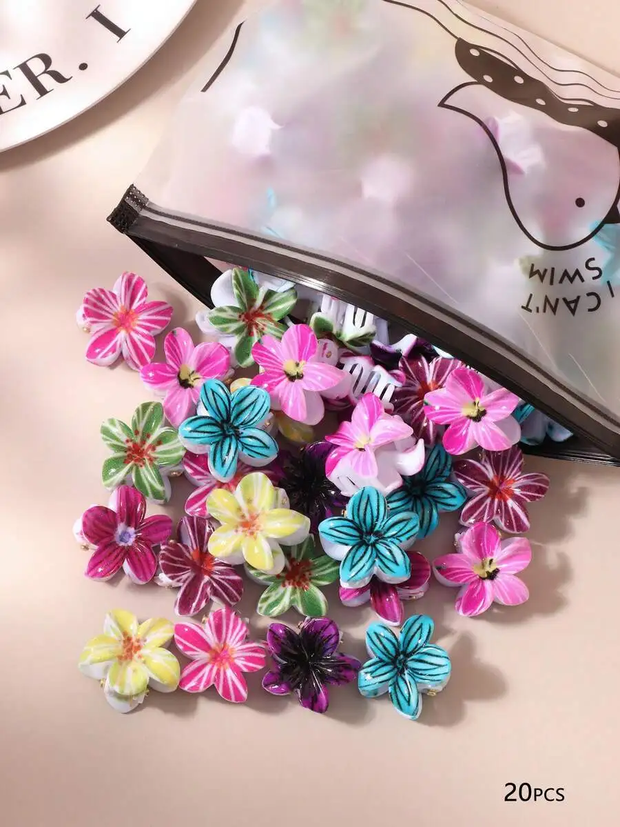 

20PCS Flower Shark Claw Hair Clips For Women Summer Beach Hair Accessories