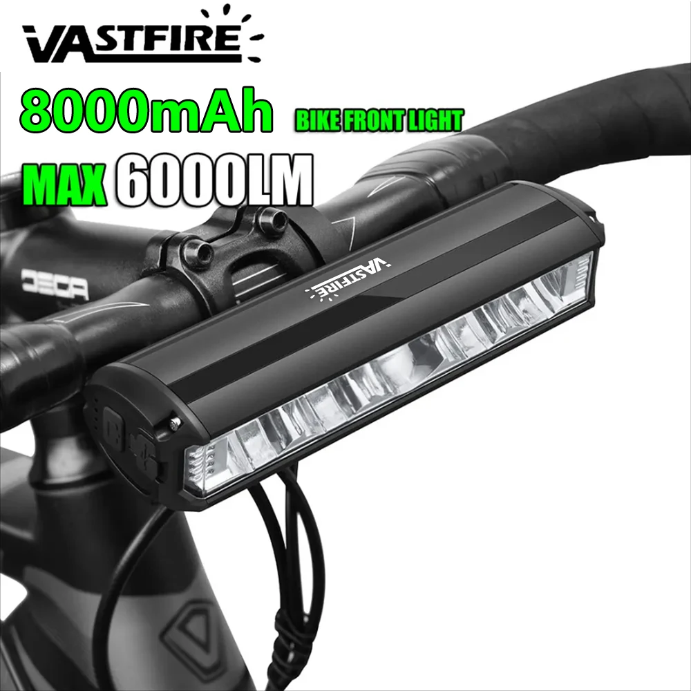 VASTFIRE Bicycle Light Front 8000mAh Bike Light 6000Lumen Waterproof Flashlight USB Charging MTB Road Cycling Lamp Accessories