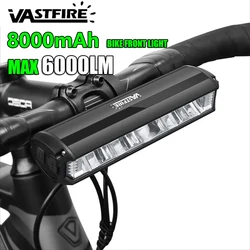 VASTFIRE Bicycle Light Front 8000mAh Bike Light 6000Lumen Waterproof Flashlight USB Charging MTB Road Cycling Lamp Accessories