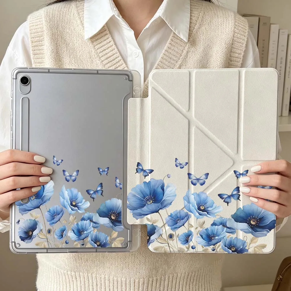 

Blue Poppy Butterfly Art For Samsung Galaxy Tab S6 S7 S8 S9 S10 A8 A9 A11 Lite FE Plus 3Y Tablet Case Soft