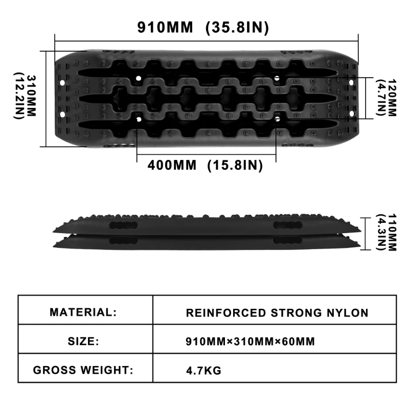 Super-tough Nylon 91cm Car Recovery Traction Boards Emergency Mini-size Tracks Traction Mat Off-Road Sand Mud Snow Rescue