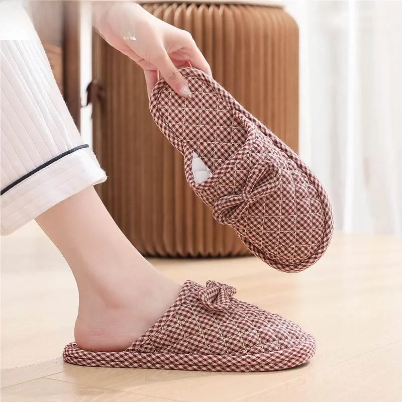 

Новые хлопковые тапочки ручной работы с мягкой подошвой для дома, бесшумные, женские, для пола, весна-лето-осень, на все сезоны