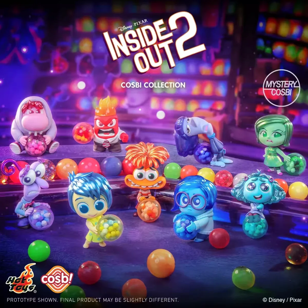 In Stock 8pcs Hot Toys Inside Out 2 Figure Disney Pixar Anxiety Joy Sadness Disgust Cosbi Collectible Figurine Doll Kids Gift