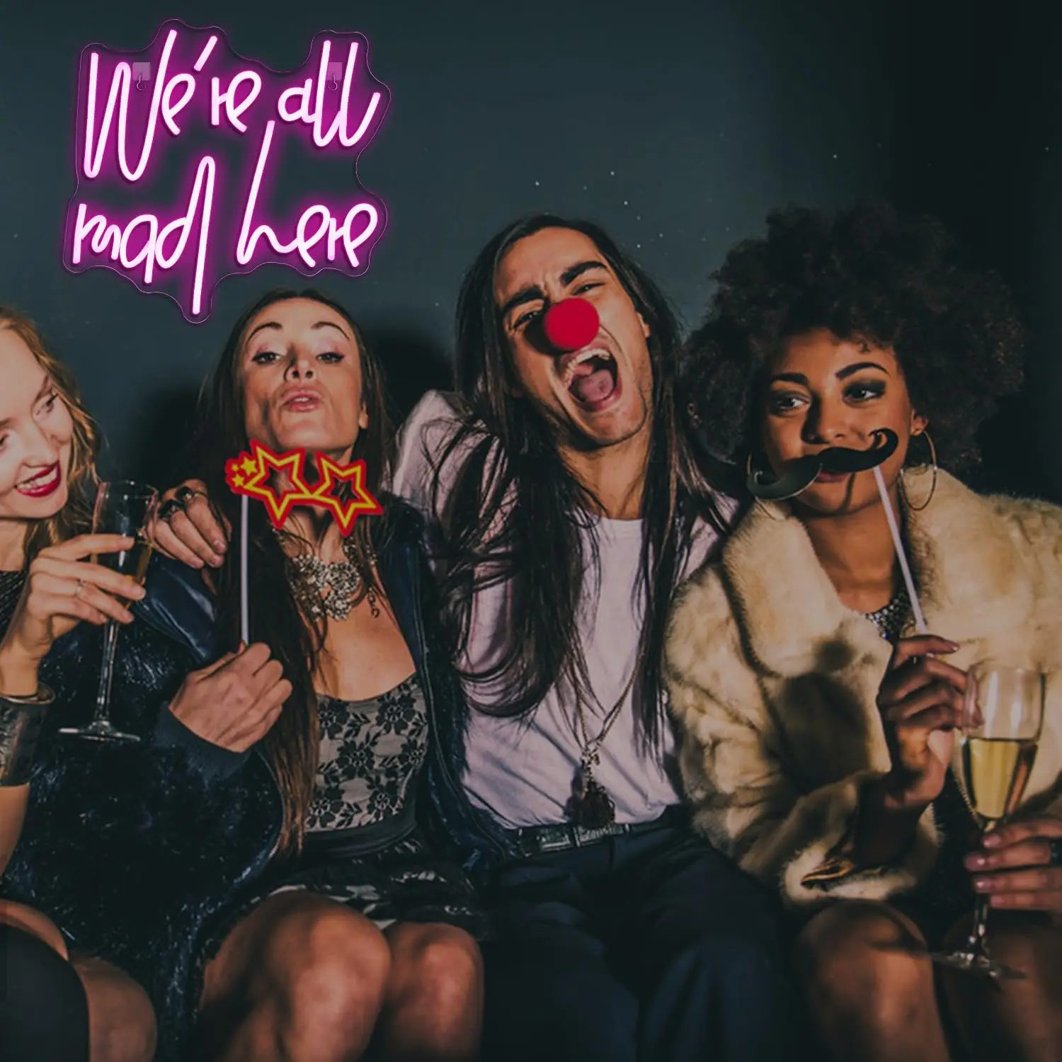 We're All Mad Here Neon Sign Dimmable LED For Wall Decor Connectivity Via USB Neon Light For Bedroom Home Dorm Wall Wedding Part