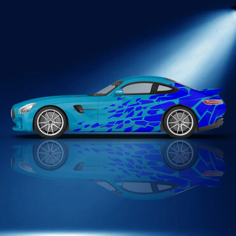 Kwadratowe nieregularne naklejki strona boczna z nadrukiem naklejek winylowych na zamówienie naklejki na nadwozie zdobią części samochodowe