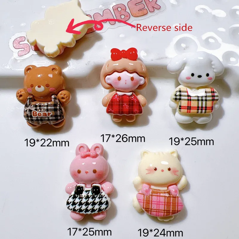 10/20Pcs Cute Rabbit Bear Girl Resin Patch DIY Handmade Material Jewelry Hair Clips Key Chain Cartoon Craft Supplies Accessories image 2