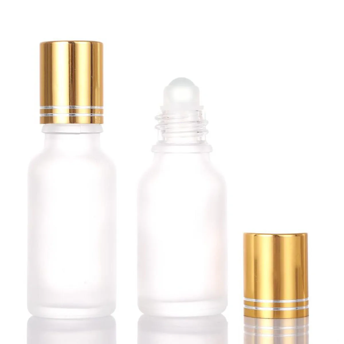 5/10/15/30/50/100ml Frosted Clear Thick Glass Roll On Essential Oil Empty Perfume Bottle With Matte Glass Roller Ball Refillable