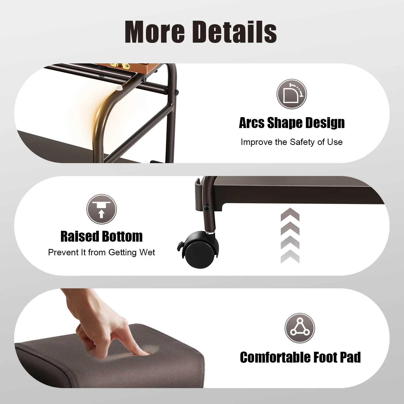 Chariot de pédicure et spa pour les pieds, avec fonction de massage et repose-pieds, inclinable, portable, pour salon de beauté, manucure et pédicure, unisexe adulte