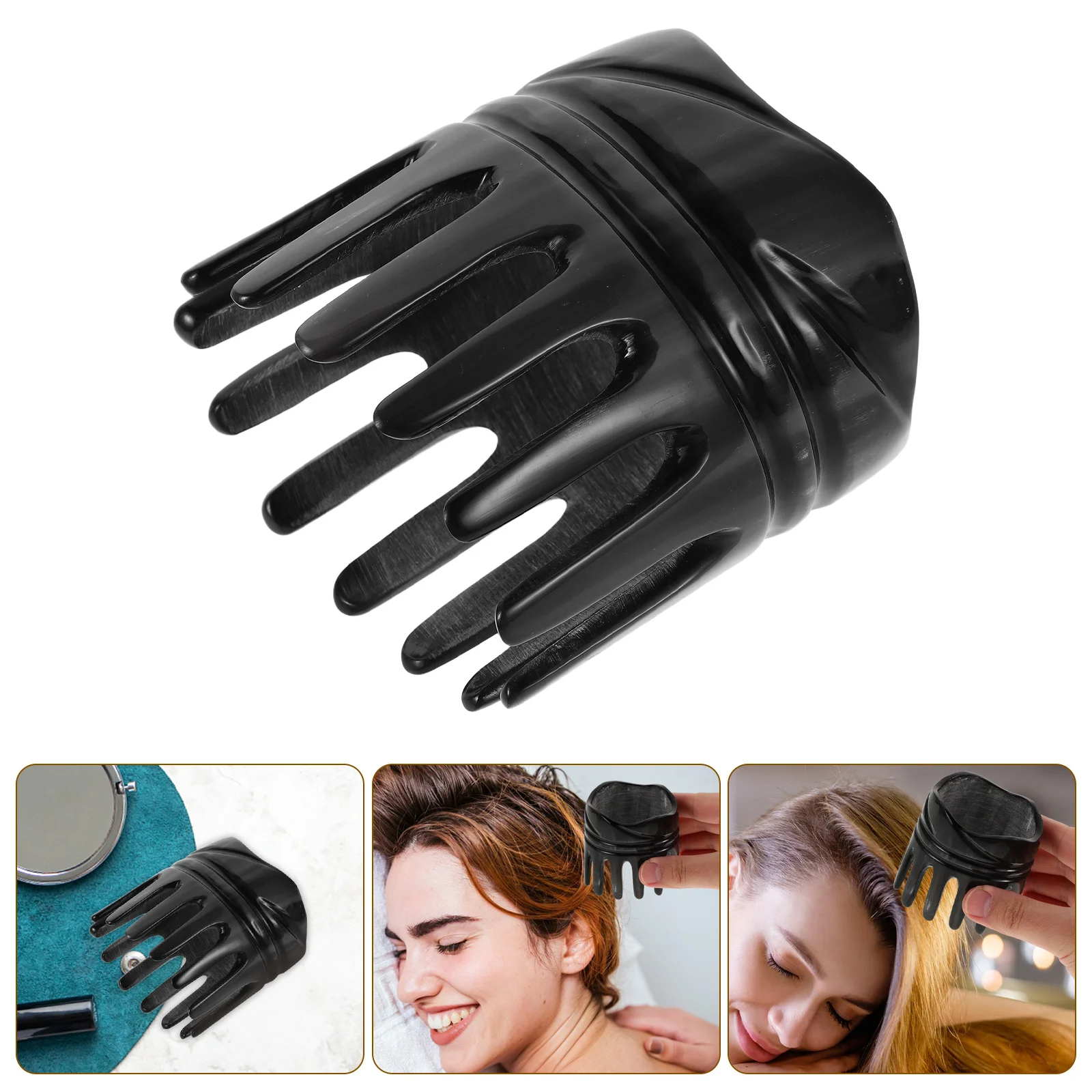 

Премиальный расческа с широкими зубьями из бычьего рога для отшелушивания кожи головы, контроля перхоти, ухода за волосами при мытье, удобная для путешествий