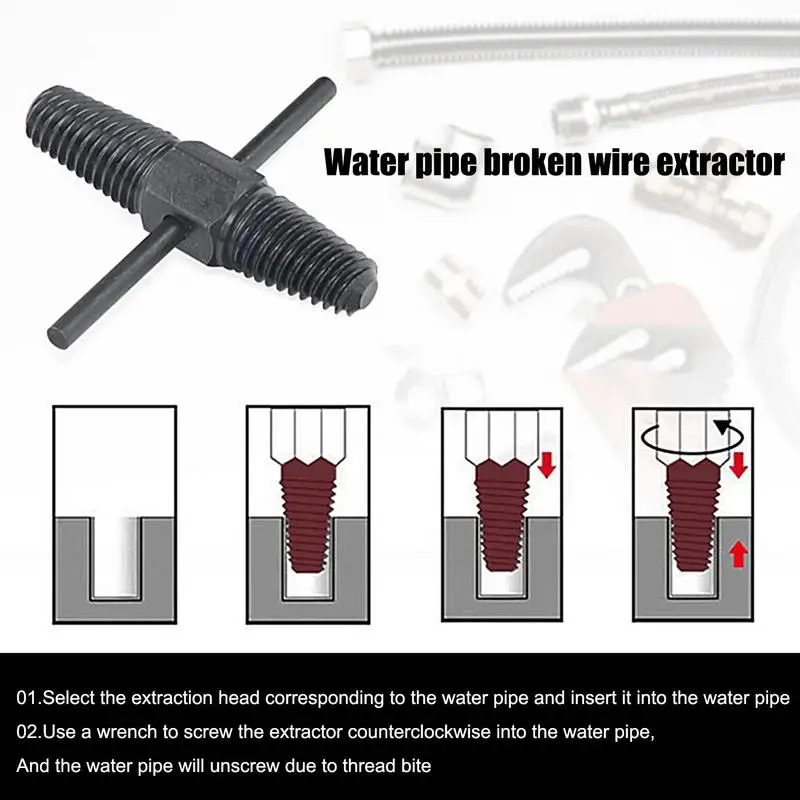 Kit d'extracteur de boulons cassés, acier au carbone, robinet à double tête, vis à assujet, ensemble flacon de boulons de robinet réutilisable, tuyau cassé