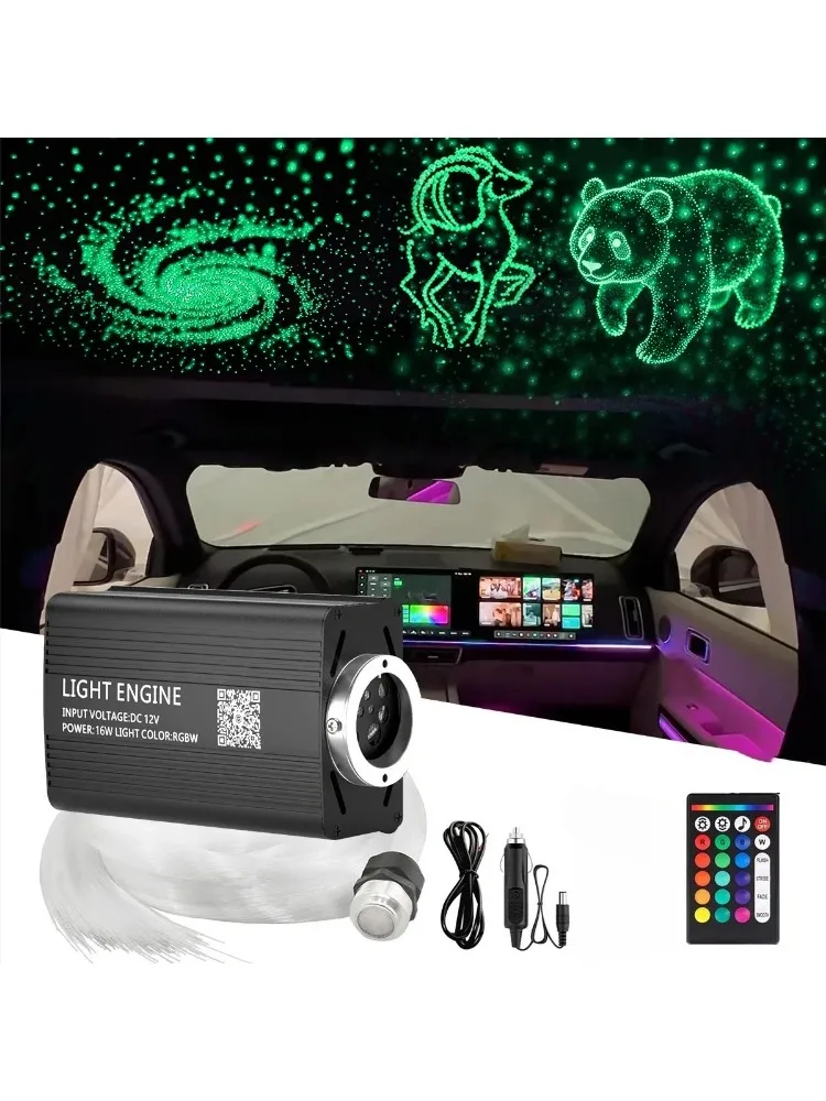 16W ciel étoilé Fiber RGBW Bluetooth APP/télécommande/synchronisation musicale/plafond/Home cinéma LED éclairage de voiture lumière à fibres optiques
