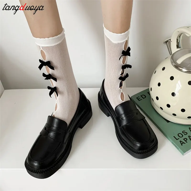 Patent Leather Platform Loafers Women Lolita Shoes Retro brown Chunky Heels Oxfords Shoes Woman College Platform JK Uniform shoe