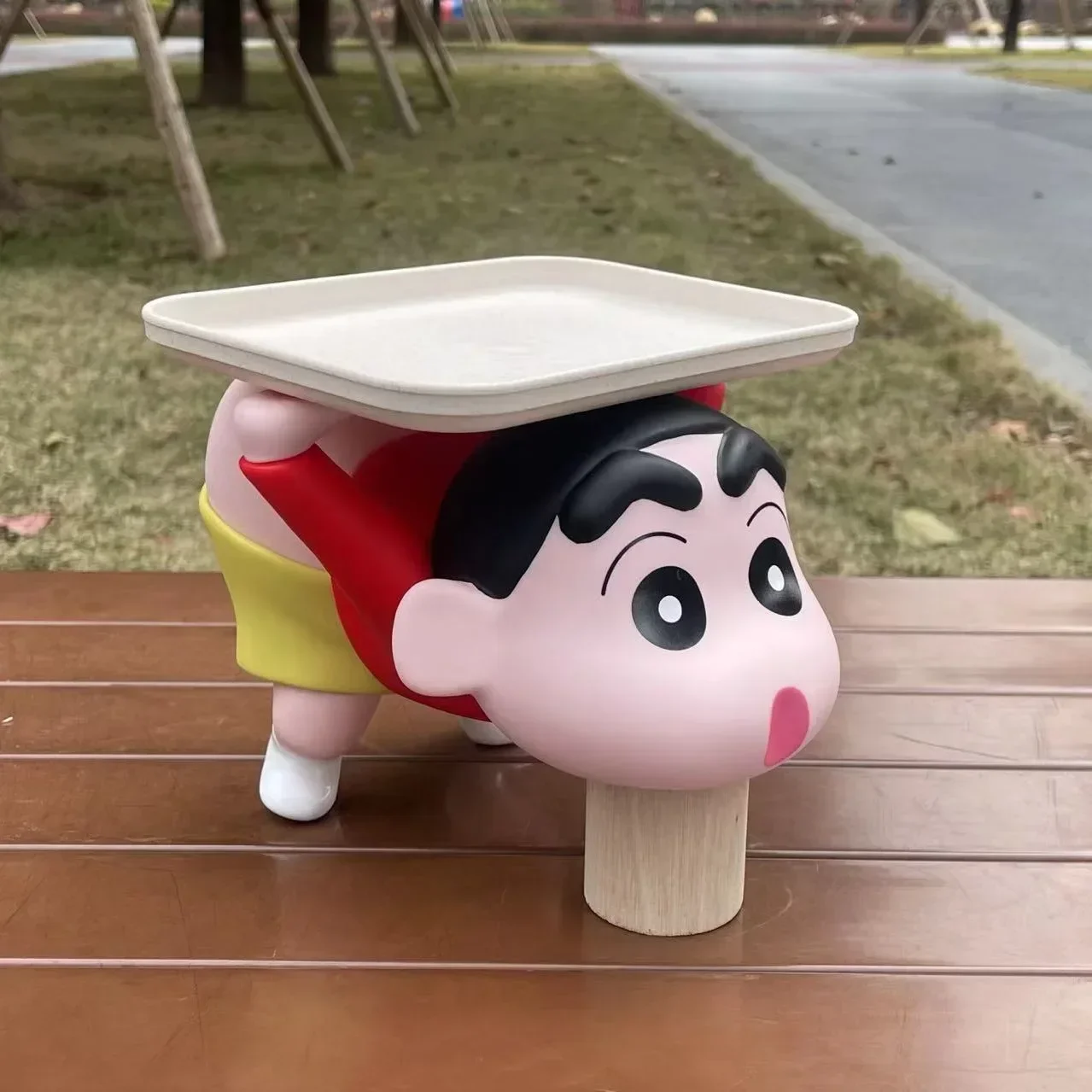 Kawaii 24cm Crayon Shin-Chan Tray Figures Show Your Butt Living Room Large Toy Vinyl Trendy Ornaments Car Desktop Decoration Gif