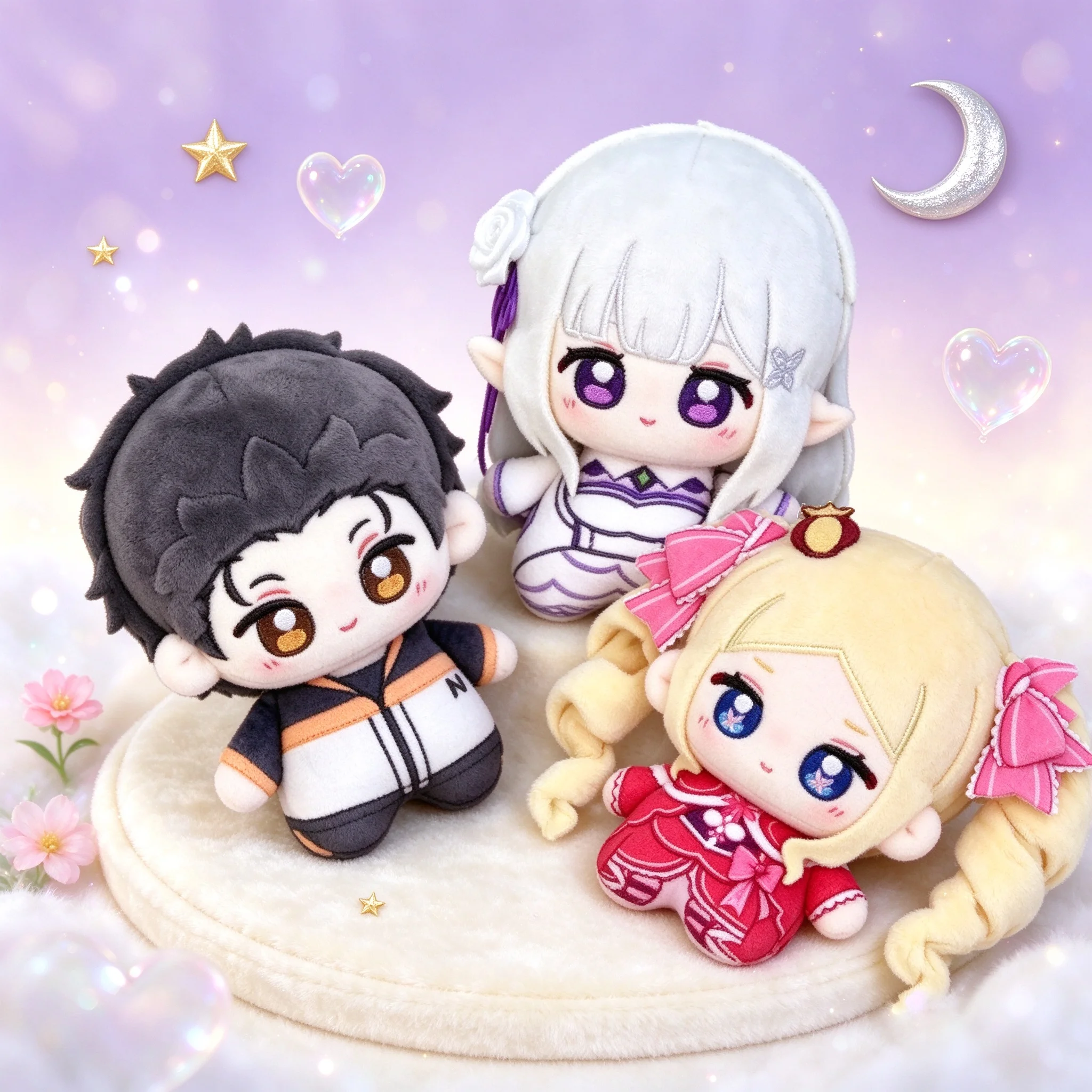 10cm Re:ZERO Emilia Stuffed Doll School Keychain Subaru Natsuki Toy Cotton Beatrice Stuffed Doll Fans Birthday Christmas Gift