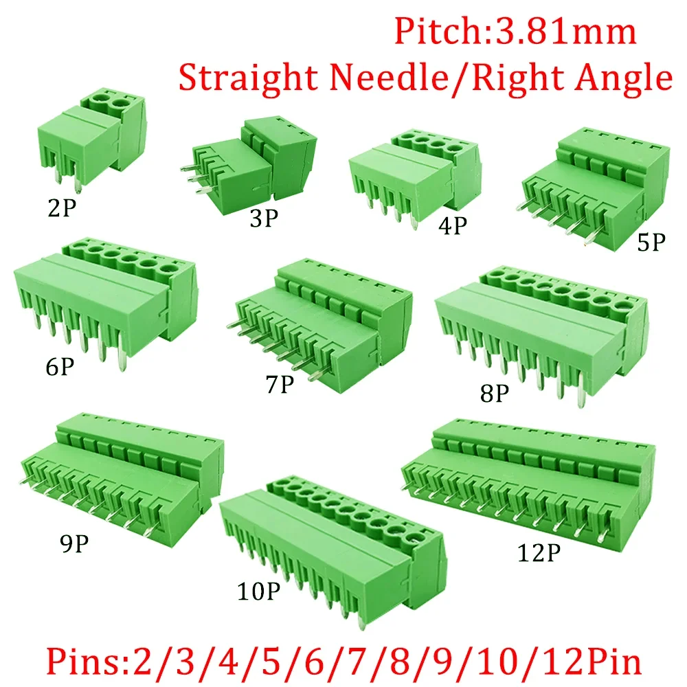 5 paia 15EDG KF2EDG 3.5mm 3.81mm 3.96mm 5.08mm PCB Morsettiera a vite 2-12Pin Spina maschio Femmina Presa Pin Header Connettore del cavo