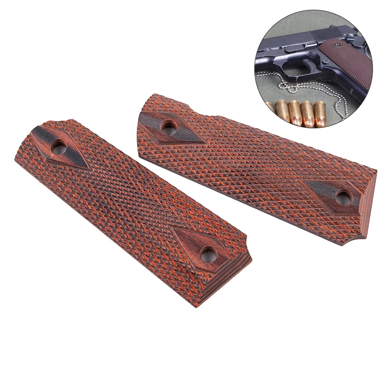 1Pair of Natural African Mahogany Non-slip Handle Patches Suitable For 1911 Grip