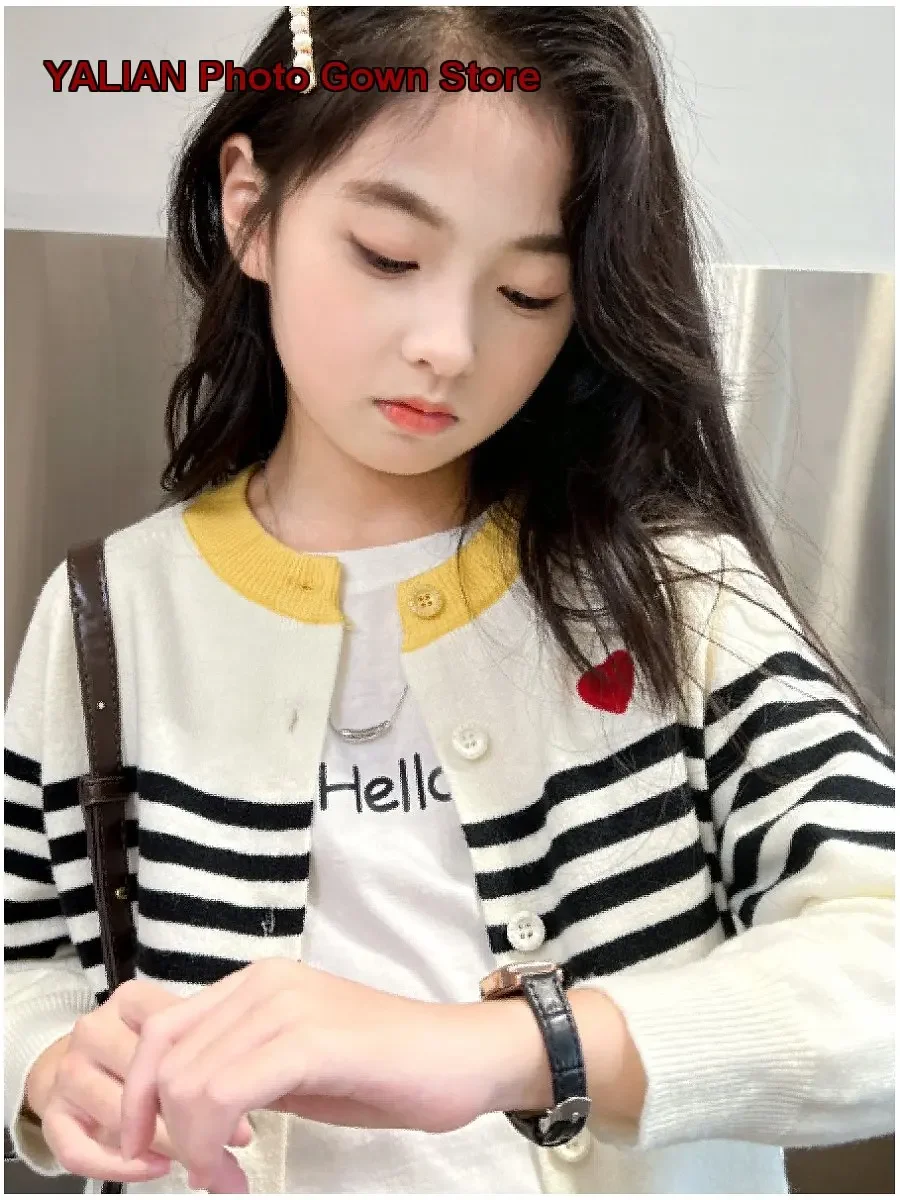 Girls Striped Cardigan Early Spring Knit Top Little Girl Kids