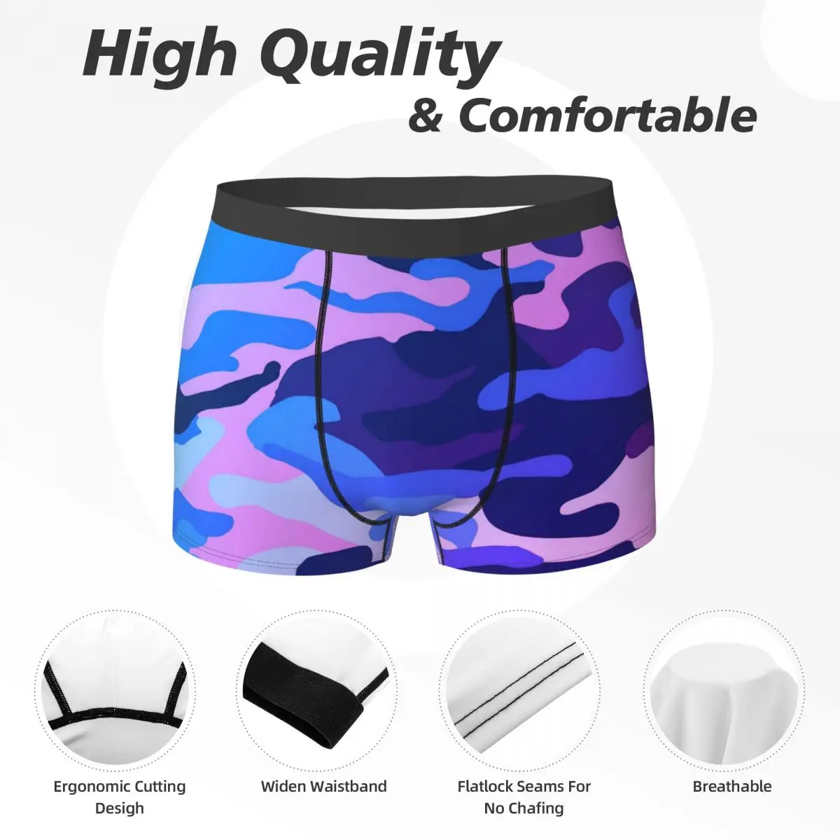 CamSolomon-Sous-vêtements College camouflage pour hommes, Boxer bleu, poudres 3D, Hot Goals, Slip à sublimation, Slip mignon, Caleçon grande taille, 2XL