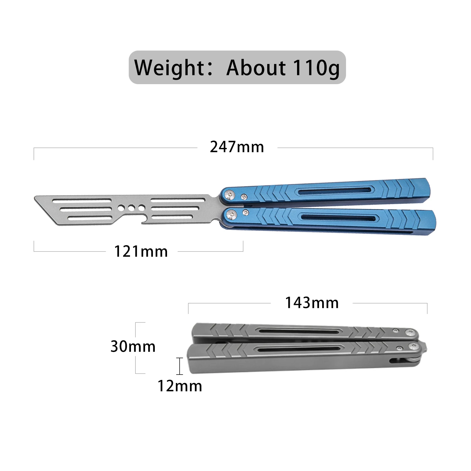 TGZUO Barison Beginner Aluminum Alloy Handle Training Secure Without Cutting Edge Blade Portable Outdoor Safety Practice Blue