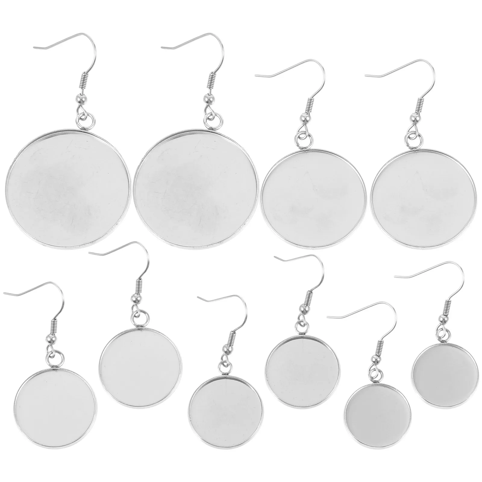 10Pcs Round Bezel Tray with Hook for Earrings DIY Jewelry Making Craft Blank Pendant Base Decorative Charm Bezels Tray