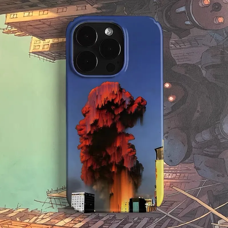 

Korean Red Smoke Pollution Art Phone Case for IPHONE 17 Air 16E 15 PROMAX 14 Plus 13 12 MINI 11PRO 16Plus XR Acrylic Phone Cover