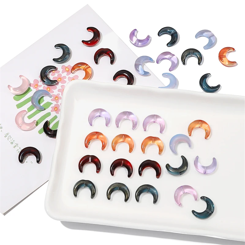 10pcs 15x12mm Glass Crescent Bead Stoppers for Bracelet Necklace Jewelry Making DIY Craft Fashion Accessories Decoration