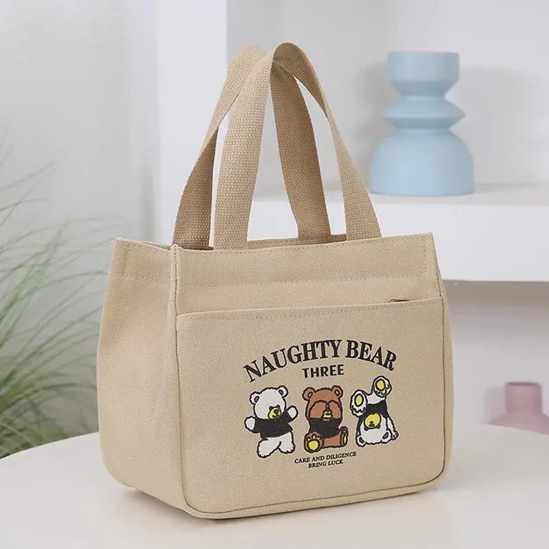 2024 New Fashion Canvas Handbag Women's Commuter Bag Zipper Portable Small Bag Casual Style Soft Handle Autumn Collection