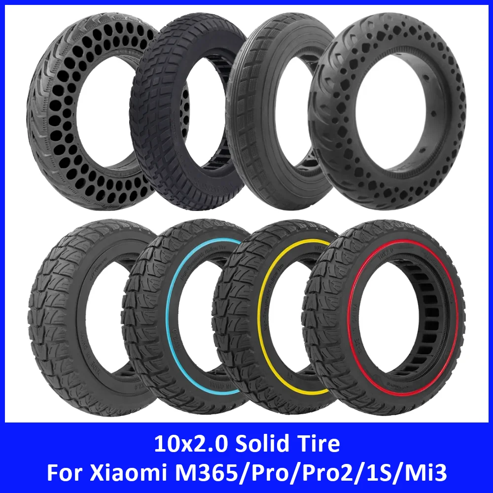 10Inch 10x2.0 Rubber Solid Tire for Xiaomi M365 Pro Pro2 1S Mi3 Electric Scooter Accessories Tubeless Tyre Front Rear Wheel Part