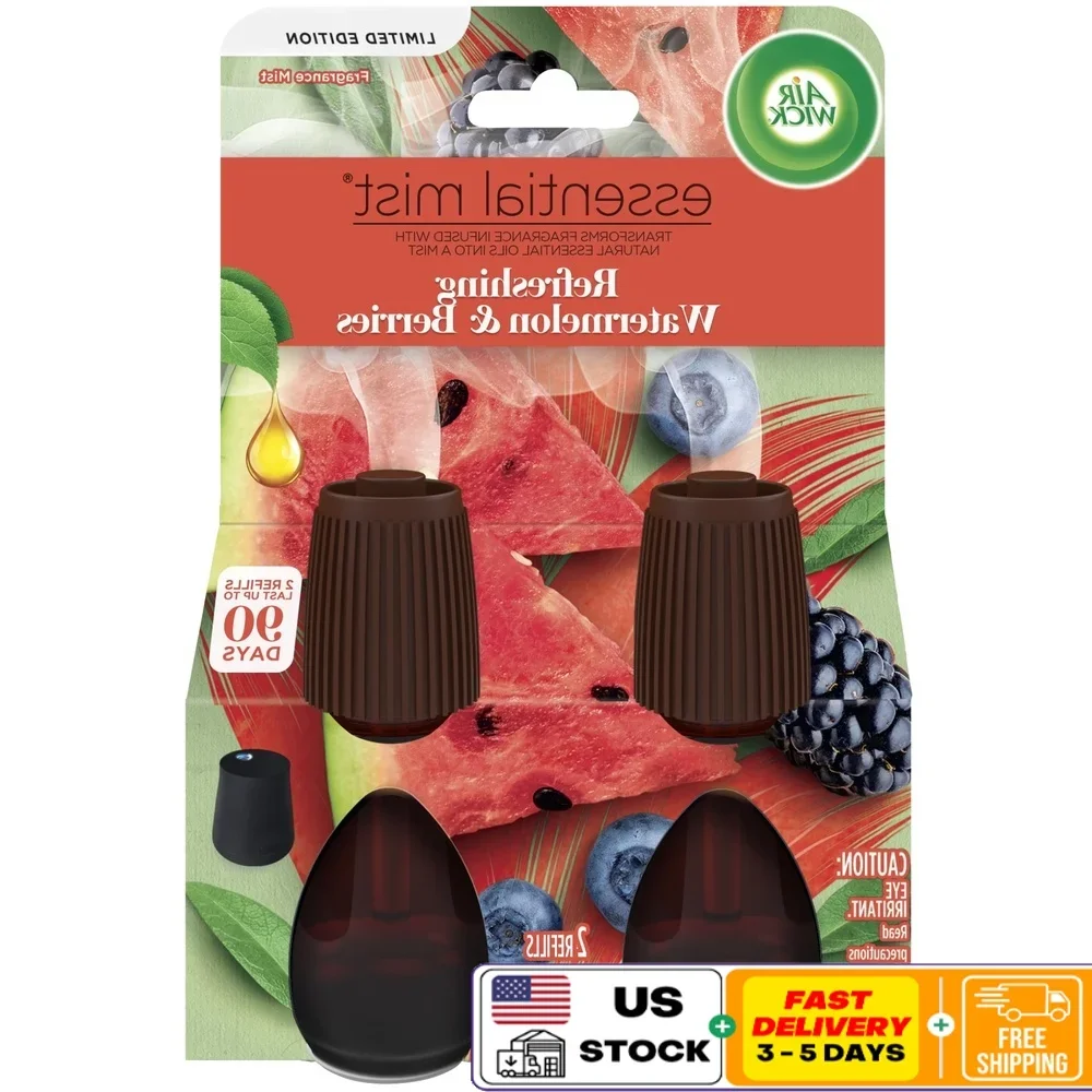 عبوة الضباب الأساسي عدد 2 عدد البطيخ التوت معطّر الهواء الزيوت الأساسية العطر الطبيعي المحمولة قابل للتعديل إزالة الروائح الكريهة