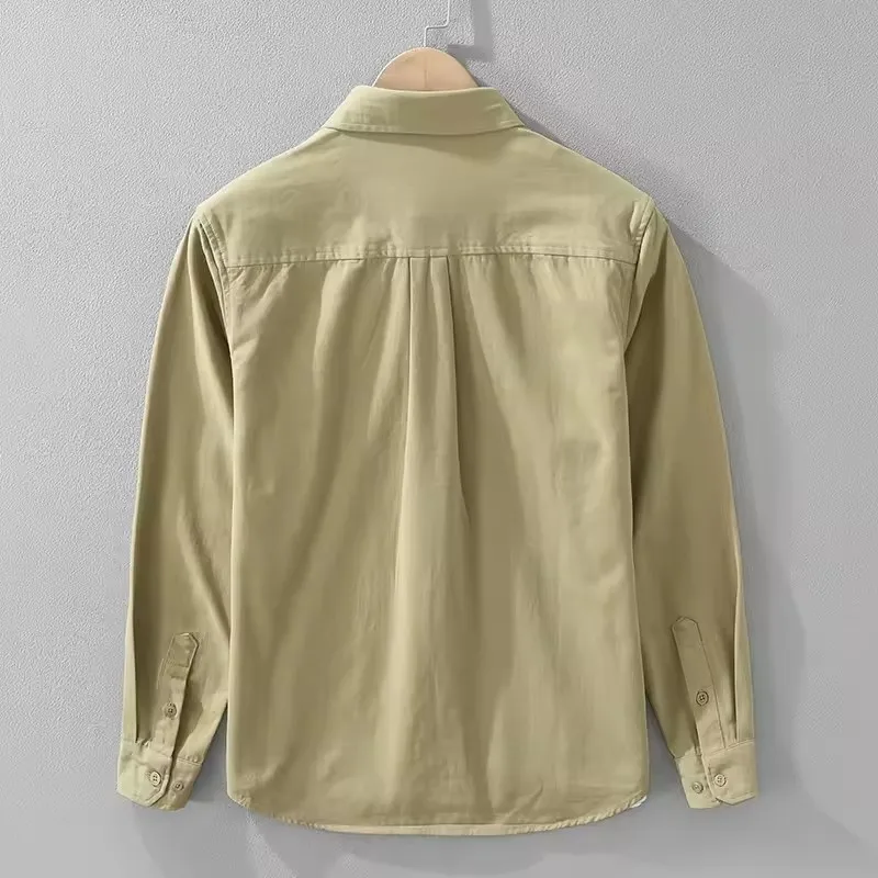 Fashion Safari Style Shirt for Men Long Sleeve Oversize Casual Clothing 2026 Spring Autumn New Office Shirts Green