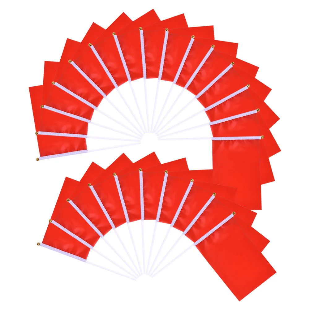

25pcs Handheld Solid Color Plain Polyester Stick For Diy Party Wedding Celebration Events Mini Waving Flags Bulk Blank Banner