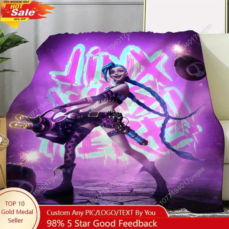 

Hot Anime Arcane HD Blanket Cool Jinx Throw Blanket for Home Bedroom Bed Sofa Travel Office Warm for Winter Custom blankets