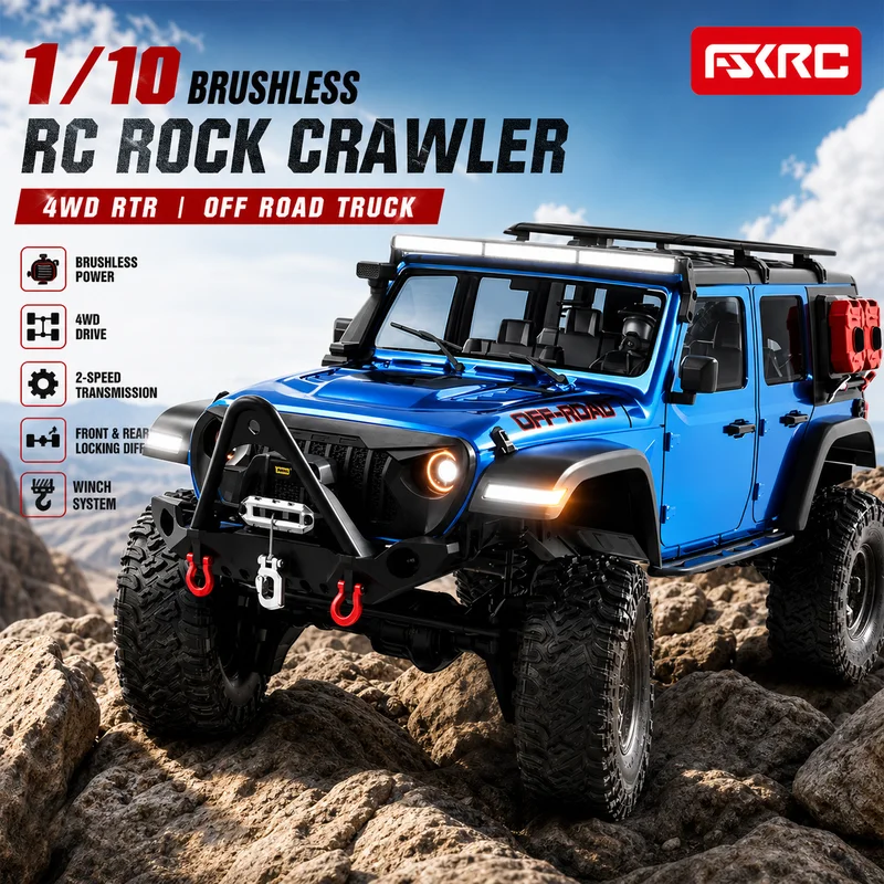 1/10 Brushless Rc Rock Crawler Rtr 4wd Pre‑Installed Motor Esc 2‑Speed Gearbox Locking Differential Winch Off‑Road Hobby Truck