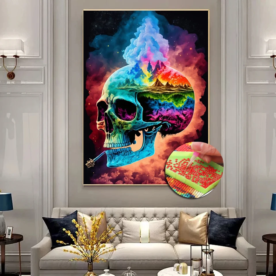 Vision Time  Diamond Painting Full Square/Round Diamond Skull Fantasy Pattern Embroidery Cross Stitch Rhinestone Hallowen Gift