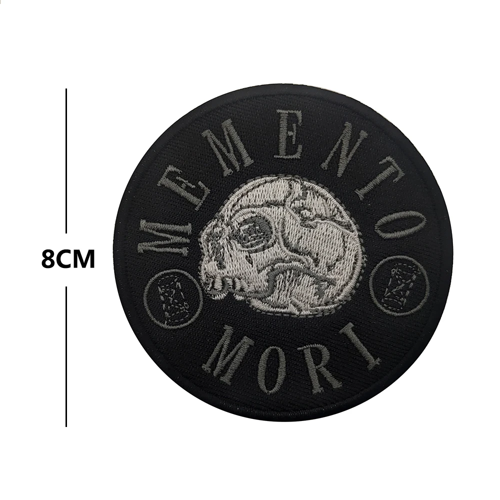 Memento Mori Warning Embroidered Patch Tactical Emblem Armband Skull Applique Hook&Loop patches