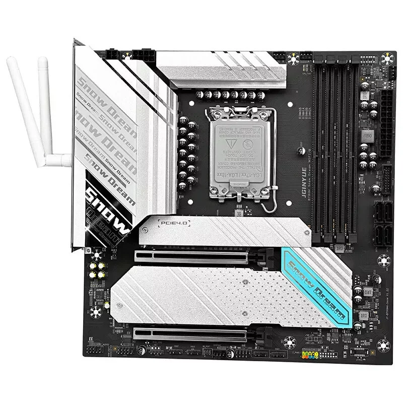 JGINYUE B760M Motherboard M-ATX WIFI LGA 1700 Support Intel Core 12/13/14th Dual channel DDR4 Memory B760M-Snow Dream WIFI/B