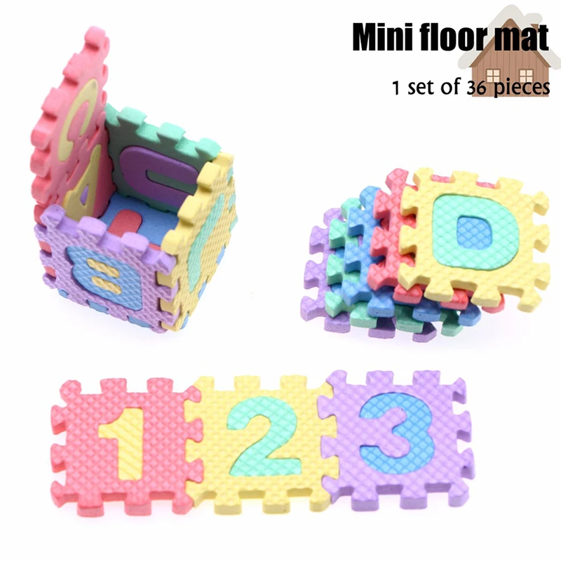 36Pcs/set 1:12 Dollhouse Miniature Multicolor Mat Floor Cover Rug Carpet Home Furniture Decor Kids Pretend Play Toys