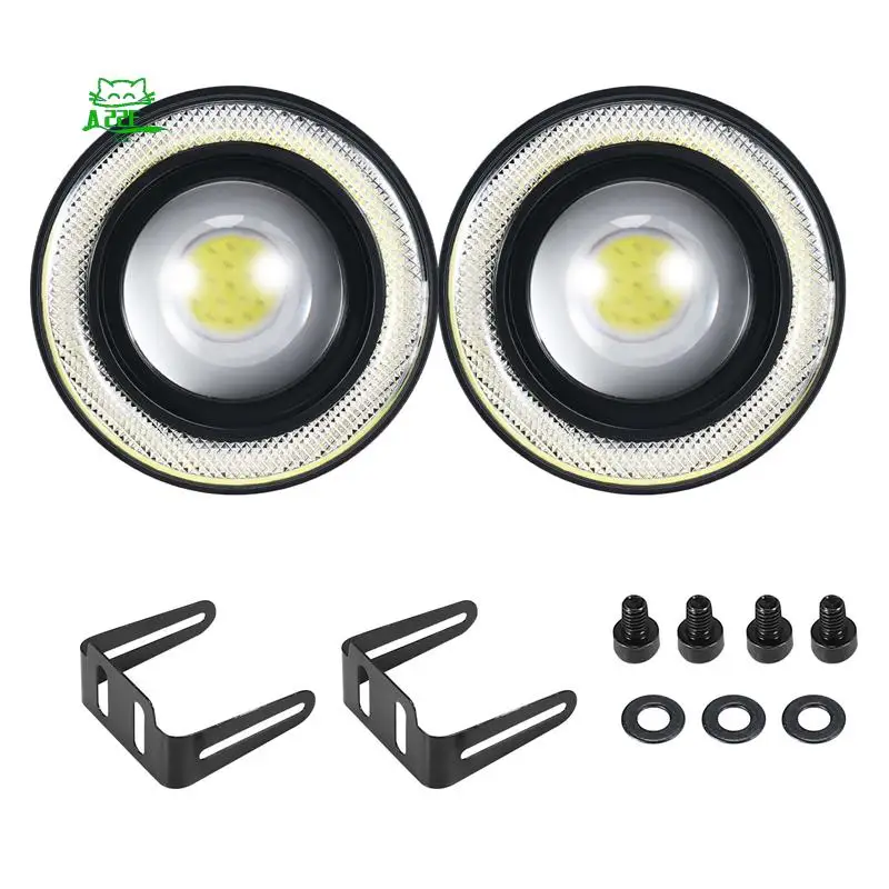 

A22E-2Pcs Автомобильные универсальные 3,5-дюймовые противотуманные фары Cob Angel Eye, фары, ходовые огни