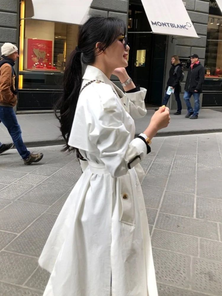 

Chic Korean Sle Women's Mid-Length Jaet Spring 2026 New Loose Faionable Lulu Coat Sli Commute Polyester Cotton Blend