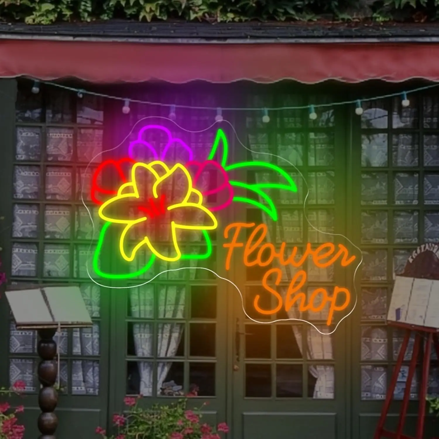 

﻿ Flower Shop Neon Sign USB Powered Business LED Light for Bar Gaming Room Wedding Party Bedroom Decorations Gift Art Wall Light