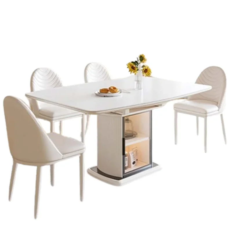 طاولة طعام خشبية فريدة من نوعها، تصميم طويل قابل للتمديد، طاولة فاخرة قابلة للطي، أثاث منزلي مستدير من الشمال ميسا ريدوندا كوميدور #6