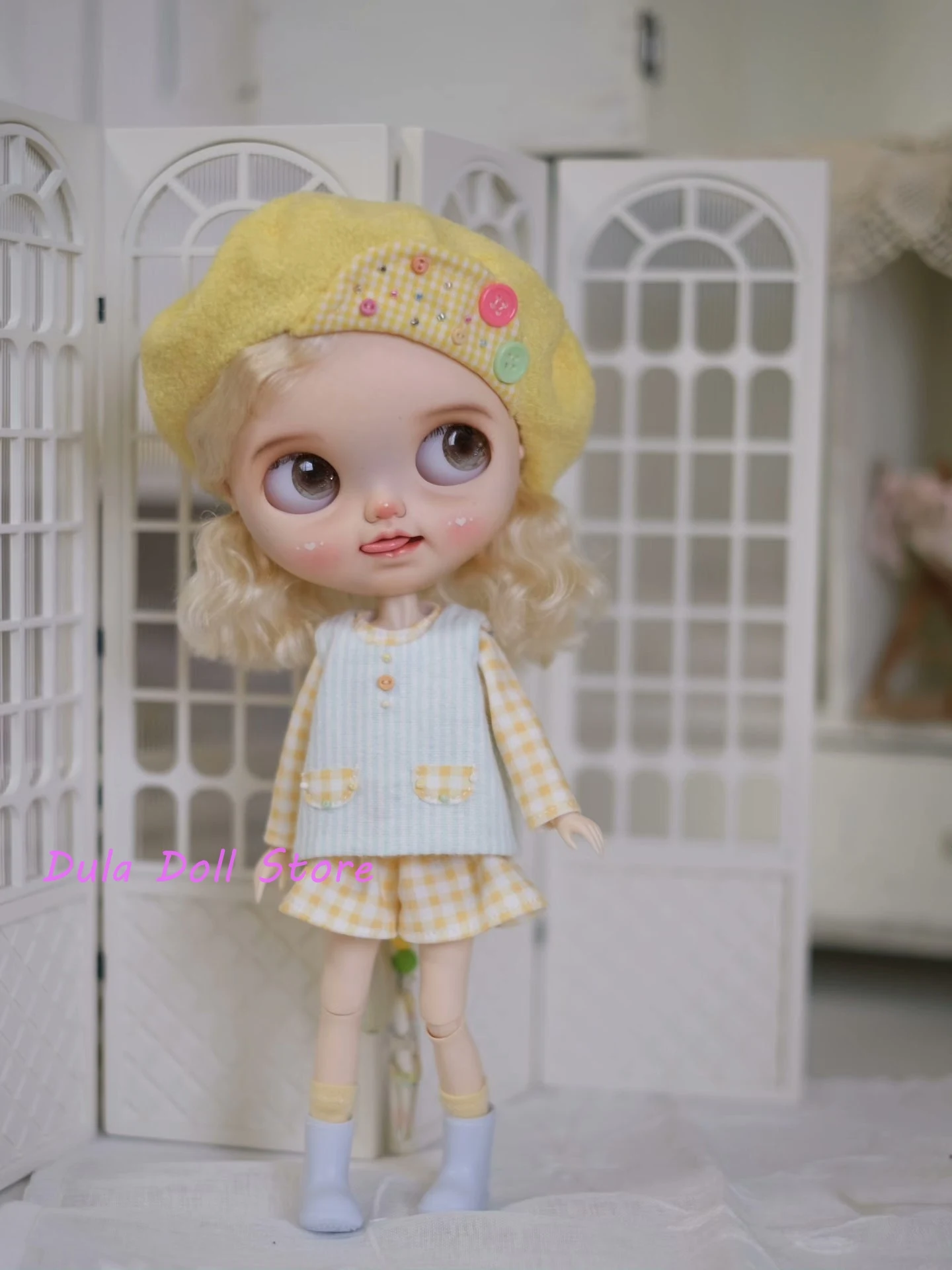 

2026 Dula Doll Clothes Dress Light yellow long-sleeve top set for Blythe ob24 ob22 Azone Licca ICY JerryB diandian Doll