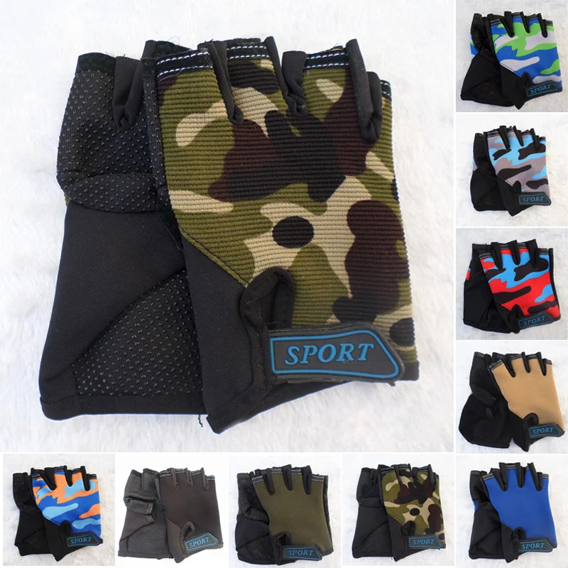 1 Pair Children Sports Gloves Bicycle Half Anti-slip Finger Fingerless Sports Comfortable Gloves Climbing Skating Outdoor Sports