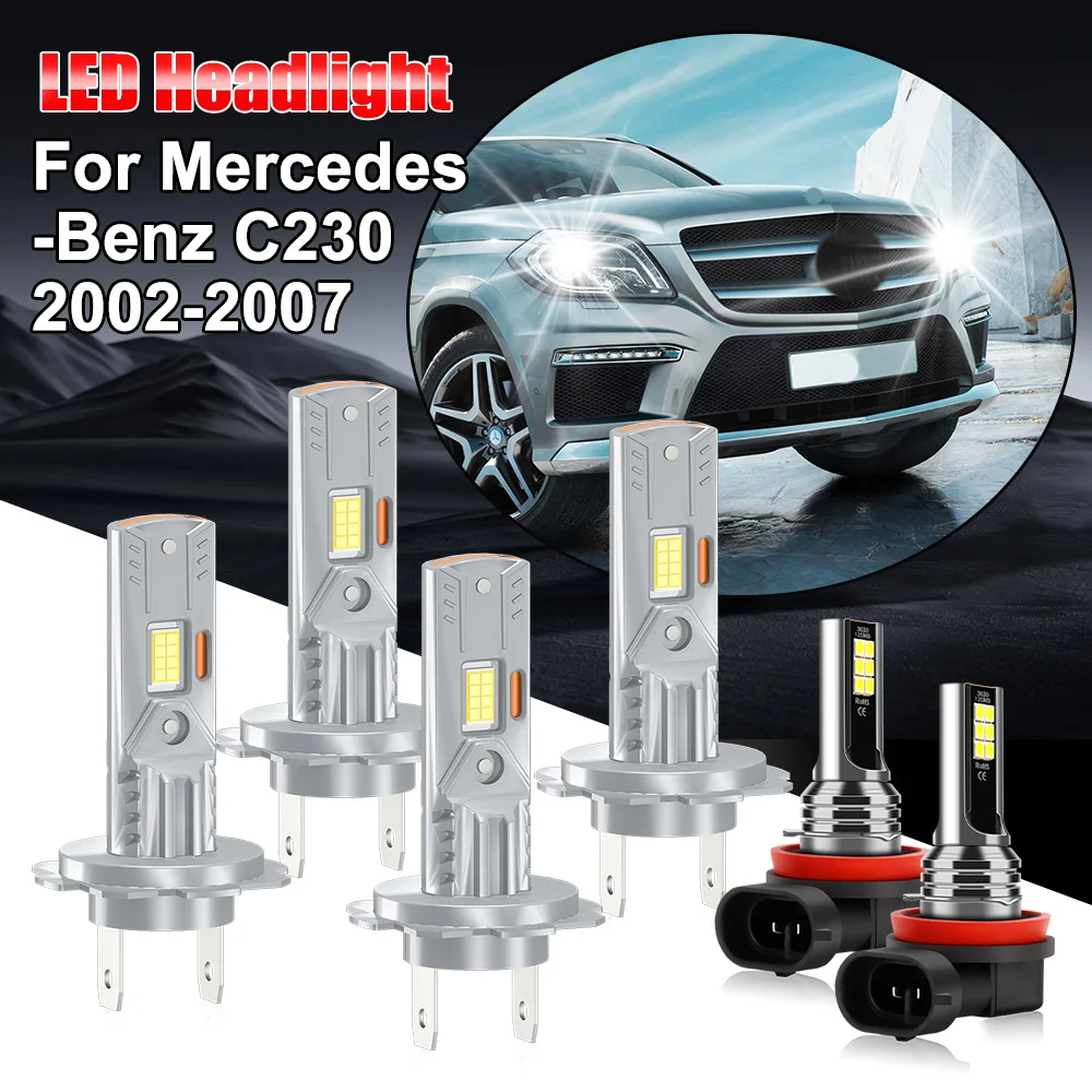 

45000LM Canbus Car LED Headlight 6000K CSP Chips High Low Beam Fog Lamp 12V For Mercedes-Benz C230 2002-2007 Error Free
